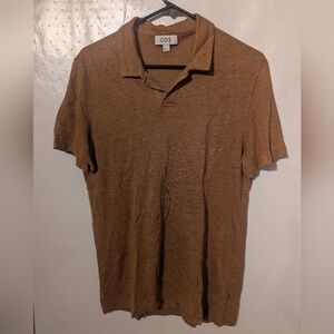 Men's COS size S ochre linen polo shirt
